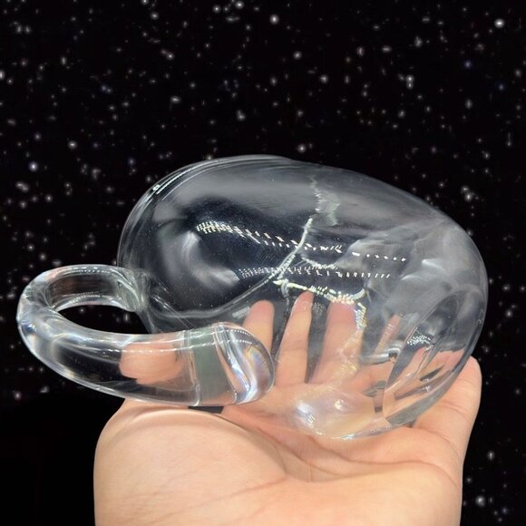 Krosno Poland Hand Blown Polished Crystal Glass Pitcher W Sticker 4.5”W 4”T - Picture 3 of 10